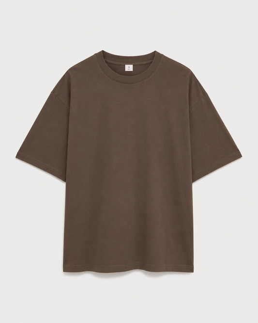 Pamuklu Oversized T-shirt - Kahverengi