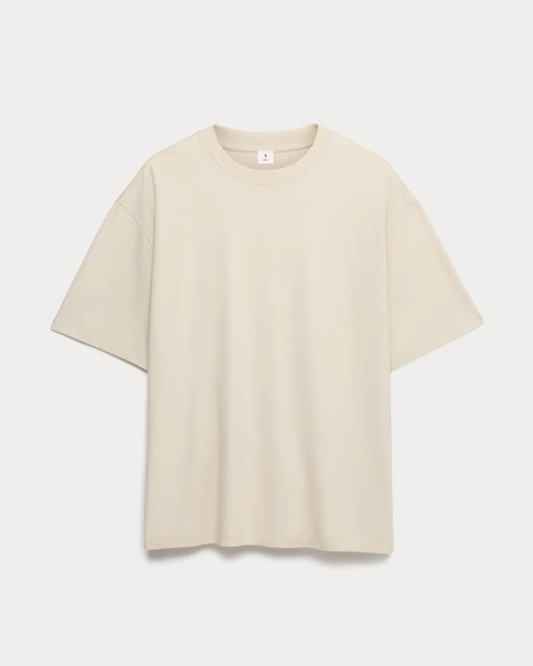 Pamuklu Oversized T-shirt - Bej